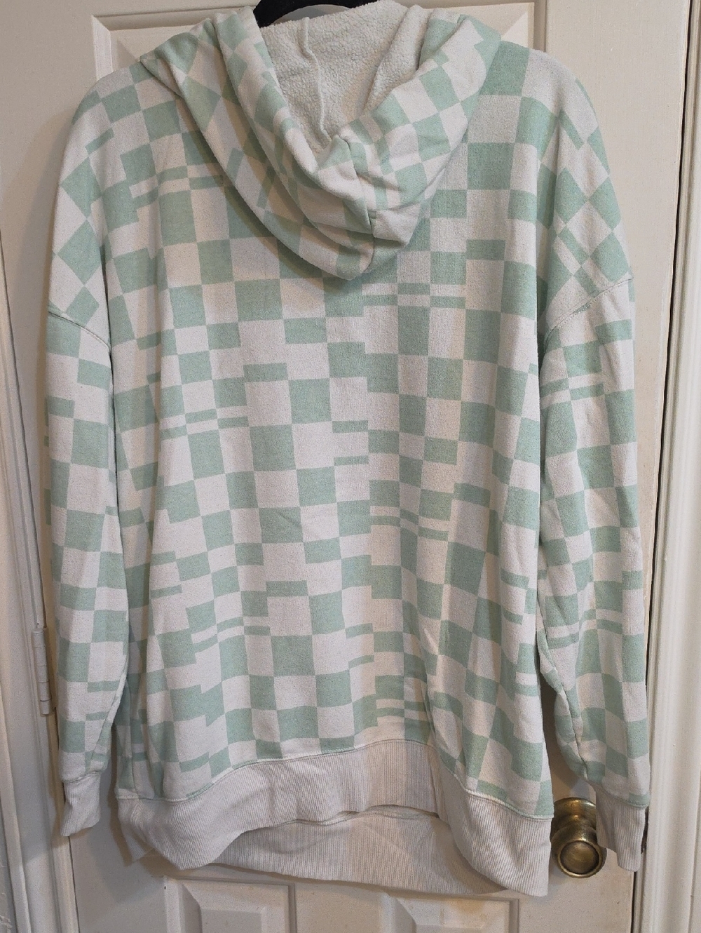 Wild Fable Vans Hooded Checker Pullover Sweater - Mint & White
